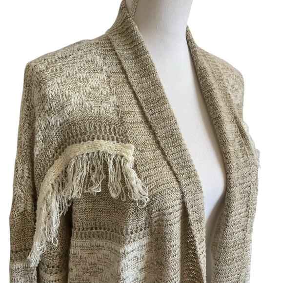 Natural Reflections Cardigan Women's Size XL Beige Neutral Fringe Boho Coastal - Picture 4 of 12